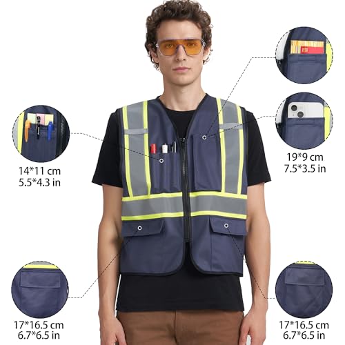 Image of A-KSAFETY High Visibility Safety Vest for Men Women with Pockets and Zipper