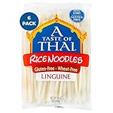 A Taste of Thai Linguine Rice Noodles | Restaurant-Quality Thai Flavor in Minutes | Vegan, Gluten-Free, Wheat Free, Non-GMO| Perfect for Stir-Fries, Soups & Asian Dishes 16 oz (Pack of 6)