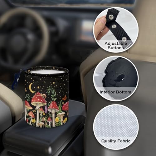 Image of Mushroom Starry Sky Collapsible Floral Trash Can - Accessories for Cars, Camping & Family Gatherings, Easy to Clean