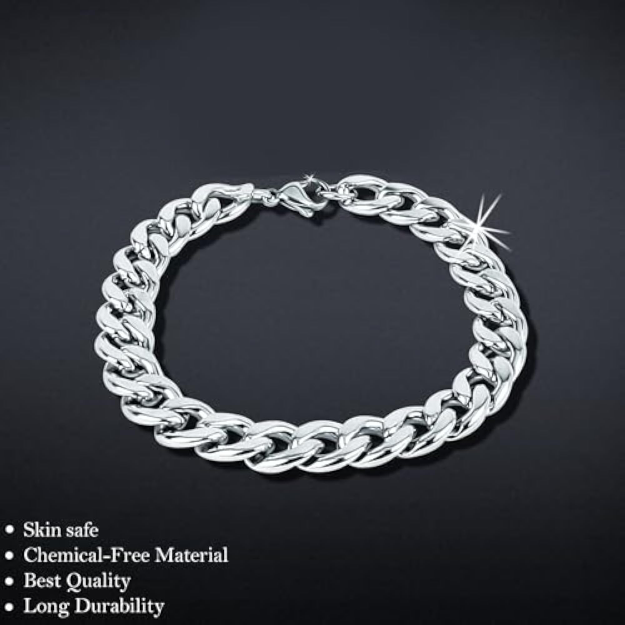 Stylish Silver Plated Stainless Steel Chain Bracelet for Men