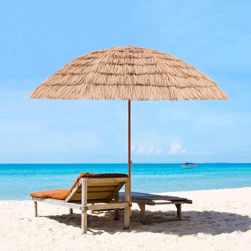 Tiki Umbrella Hawaiian Style Large Patio Umbrella 8 Ribs Beach Umbrella Uv Protection Outdoor Umbrella With Tilt Table Umbrella Outdoor Patio Adjustable Height For Beach Garden Pool/Carry Bag(Size:160