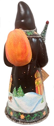 Pinnacle Peak Trading Company Ino Schaller Black Winter Russian Santa German Paper Mache Candy Container