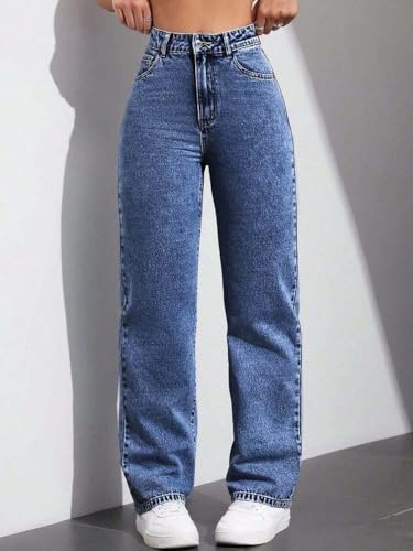 Image of KOTTY Women's High Waist Straight Fit Denim Jeans | Stretchable| Wide Leg & Regular Fit Stylish Wear