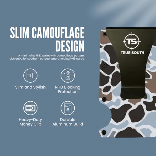 True South RFID Blocking Slim Metal Wallet with Money Clip | Minimalist Alumium Card Holder - Camouflage Front Pocket EDC Wallet for Men, Gift for Him3
