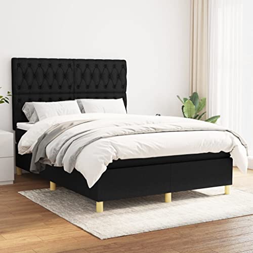 Keyroto Canapé - Gimnasio - Cama de matrimonio con somier y colchón negro, 140 x 200 cm, tela n.º 4, estructura de cama individual, cama individual, estructura de cama
