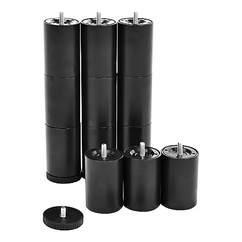 Skuehod 11 inch 4 Pcs Adjustable Bed Legs M8 Threading Fit for M8 Bed-Extra Durable Bed Legs Support for Heavy Duty Bed Frame Foot Sofa Furniture Cabine Legs Cover