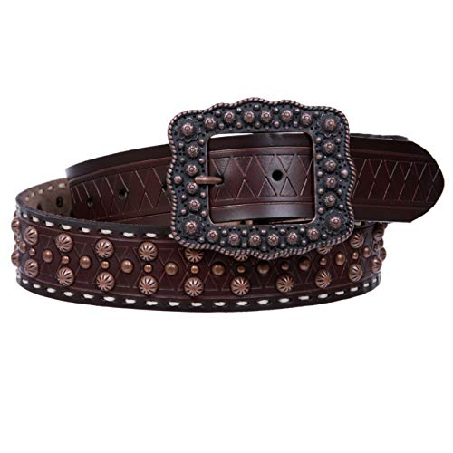 1 1/2" Womens Western Snap On Studded Leather Belt2