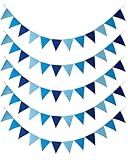 HUVZOR 5 pezzi strisce da Bandierine Triangolari Feste festone Striscione, Feste Striscione Bandiere Decorazioni,Decorazione blu oceano,per compleanno,festa nozze,Interne Esterna Decorazione(blu)