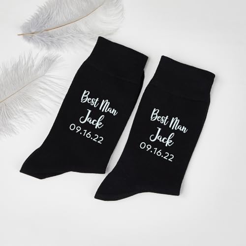 Rosehut Personalized Wedding Groomsmen Socks- Custom Name & Date, Men's Groomsmen Socks Gift,Tailored Wedding Gifts,Keepsake for Special Day2