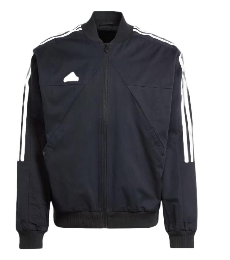 Adidas MEN'S 3 STRIPES TIRO WOVEN LOOSE FIT BOMBER JACKET, BLACK