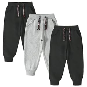3 Pack Toddler Boys and Girls Cotton Pull on Sweatpant with Drawstring