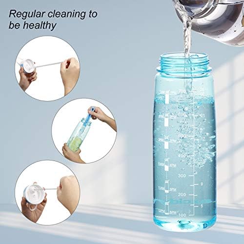 GHONLZIN Water Bottle, 800ml Fitness Sports Water Bottle with Time Marker Tracker for Measuring Daily Water Intake 100% BPA-Free Dishwasher Safe for Athletic,Excerise