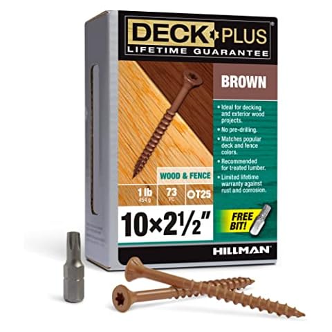 Deck Plus Wood Screws, Brown Exterior Screws, 2-1/2" x #10, 1lb Cover
