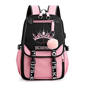 Kpop Backpack Shouler Bag Messenger Bag Fashion USB Charging Backpack (pink 3)