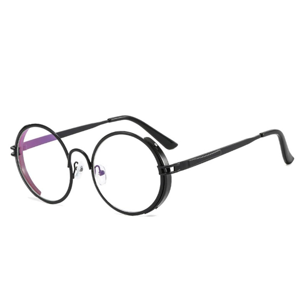MUTYNE Occhiali da vista da donna retrò in metallo punk con montatura per occhiali da computer con montatura rotonda da uomo anti-occhiali trasparenti