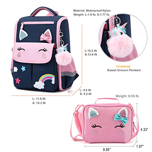 Ao Ali Victory Unicorn Backpack For Girls With Lunch Box Set Kawaii Kids Toddler Bookbags Cute Kindergarten Preschool Elementary School Bag (Small, Blue Set-2 Pcs) #TOP7