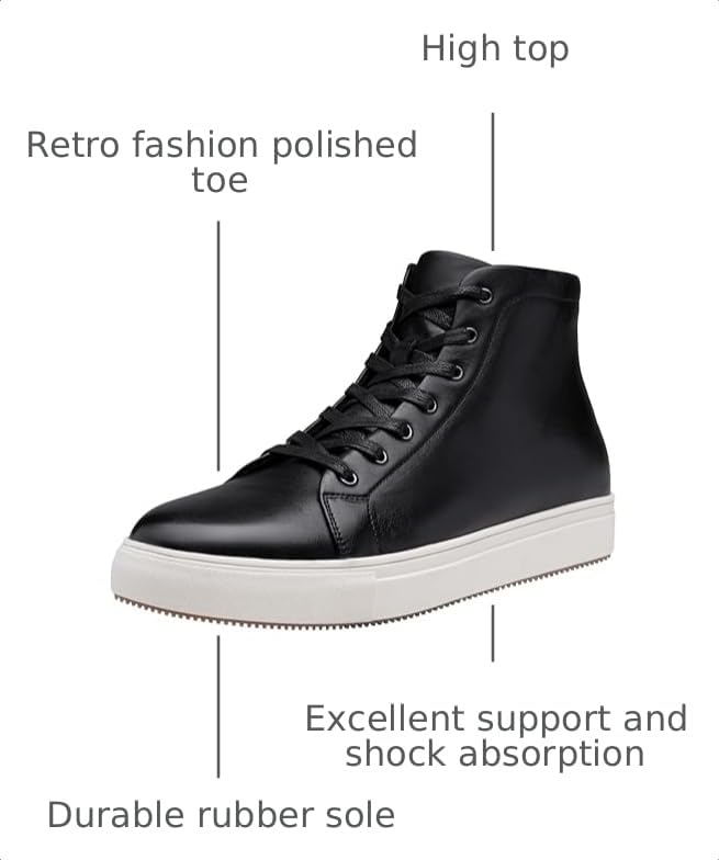 Image of Jousen Men's Casual Shoes High Top Premium Leather Fashion Sneakers Dress Boots for Men