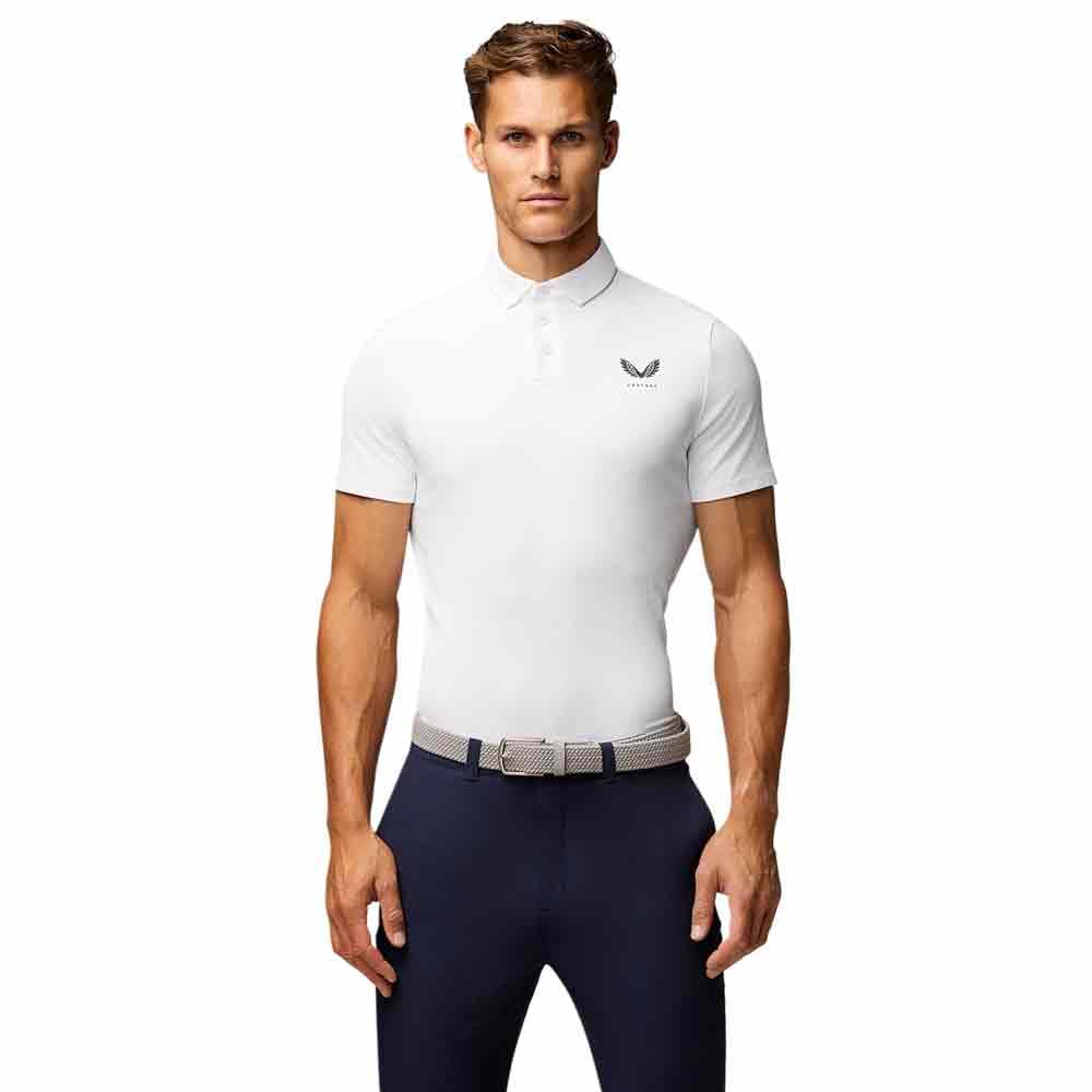 Castore Golf Men's Essential SS Polo, White, M