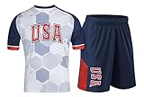 PECHAR Fan Soccer Jersey for Men 2026 World Cup Soccer Jersey Flag 2 Piece Jersey Set Argentina, Mexico, USA