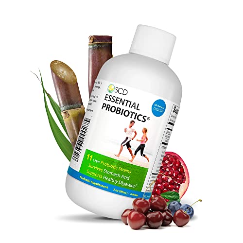 SCD Probiotics SCD Essential Probiotics for Women, Men, Kids and Toddlers, Vegan Probiotics for Digestive Health, Gut Health Liquid Supplement with 11 Live Strains, Trial Size, 3 oz