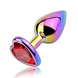 Metall Anal Plugs Butt Plug Anal Trainer Set Luxus Bunte Herzform Juwel Anal Sexspielzeug für Frauen Männer Paare (rot, S)