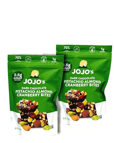 JoJo's Guilt-Free Chocolate with Almonds 70% Dark Pistachios Dried Cranberries