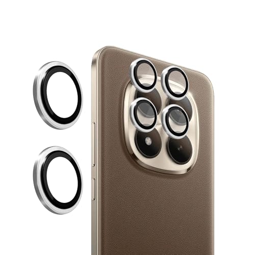 Image of Amazon Brand - Solimo Camera Glass Lens Protector Ring for Redmi Note 15 Pro Plus 5G Case Friendly with Edge to Edge Coverage and Easy Installation (Silver)