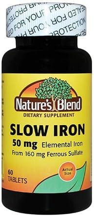 Nature's Blend Slow Iron 50mg, 60 Tablets Per Bottle (Pack of 4)