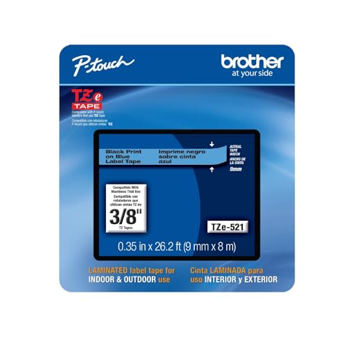 Cinta Brother TZE521CS negra sobre azul de 9mm para rotuladora electrónica