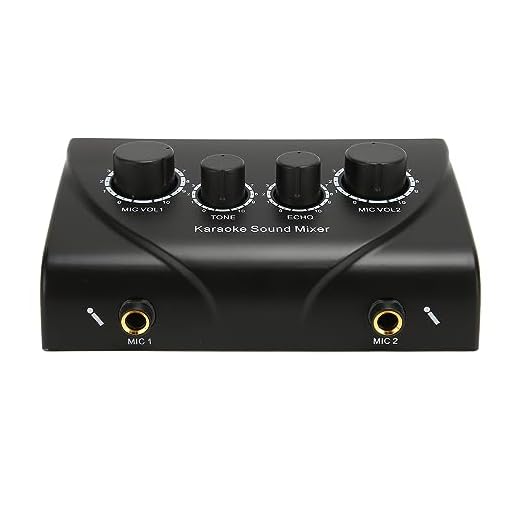 Fockety Table de mixage karaoké, Table de mixage Audio avec 2 entrées Micro, contrôle du Volume de la Musique, préamplificateur pour 2 Microphones Table de mixage karaoké (Prise UE)