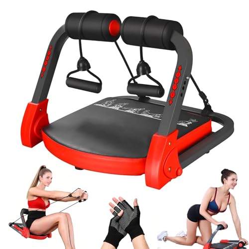 Máquina Abdominales en casa, Banco Abdominales Plegable, Máquina Multifuncional 21 en 1 para Gimnasio en Casa, con Cuerdas de Resistencia, Guantes, para Hogar, Oficina, para Piernas, Brazos y Core