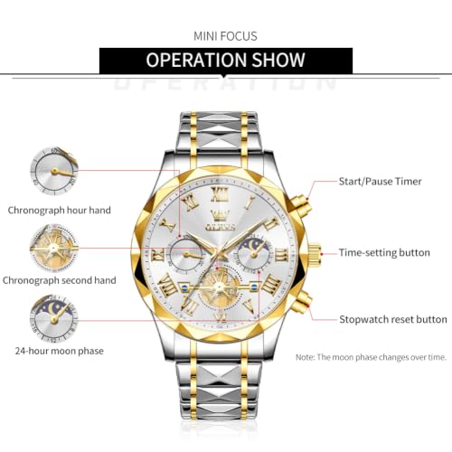 Image of OLEVS Watches for Men Chronograph Business Dress Large Face Mens Wristwatch | Stainless Steel Strap, Luminous, 30M Waterproof, Multifunction,Watch Gift for Men