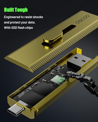 2TB Portable SSD, Up to 1100MB/s, USB 3.2 Gen 2 External Solid State Drive, Dual USB-C & USB-A Ports, Push-Pull Design, Compatible with iPhone 15/16, Android, Mac, Windows