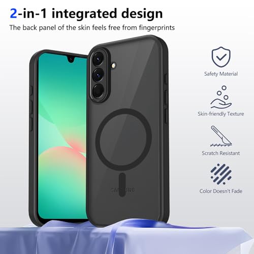 Image of Back Cover for Samsung Galaxy M17 5G / A17 5G / F17 5G, Back Cover Case Shockproof Matte PC + Side Black TPU Protective Case Magnetic Support Bumper Case Cover (Galaxy A17)