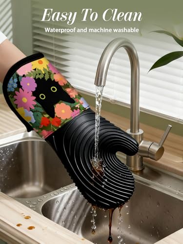 Gants de cuisine en silicone imperméables avec coton doux