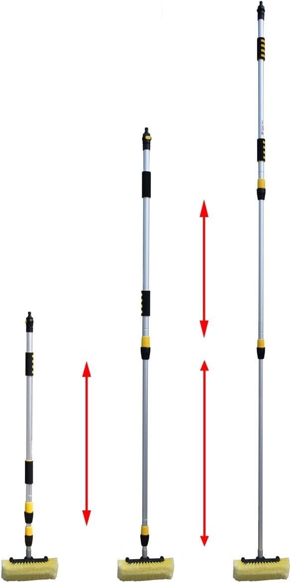 Juego de cepillos Yachticon Lavado nº 2 – Aluminio telescópico Lavado Cepillo 130 – 300 cm & Cepillo de repuesto con esponja & extractor