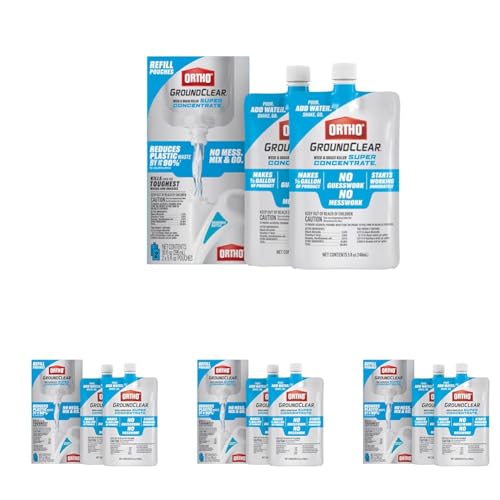Ortho GroundClear Weed & Grass Killer Super Concentrate1, Refill Pouch, 2 x 5 fl oz Pouches (Pack of 4)