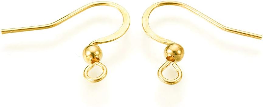 Craftdady 200pcs Stainless Steel French Earring Hooks Fish Hook Ear Wires with Ball for Jewelry Making (Gold,16x19.5mm)