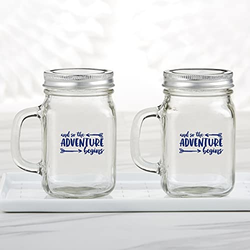 Kate Aspen "And So The Adventure Begins 12 Oz. Mason Jar Mug With Lid - (Set Of 6) (30048Na-Trv) #TOP3