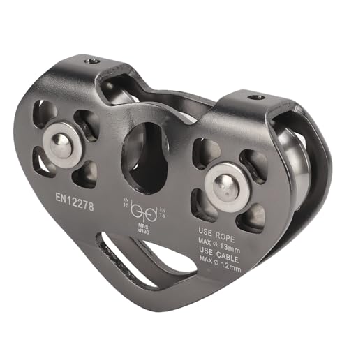 Poulie de tyrolienne double tandem en aluminium pour câble de tyrolienne et alpinisme sécurisé