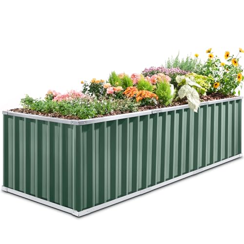 KING BIRD 101" x 36" x 24" Galvanized Raised Garden Bed 2 Installation Methods for DIY Outdoor Heightened Steel Metal Planter Kit Box for Deep-Rooted