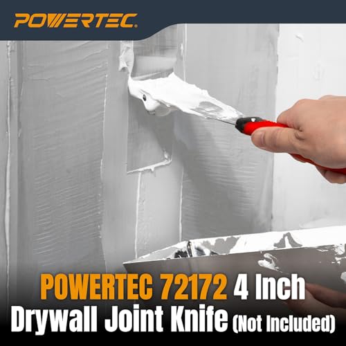 Image of POWERTEC 14 inch Stainless Steel Mud Pan, Drywall Tapping Repair Tool, Compound Holder (72205)