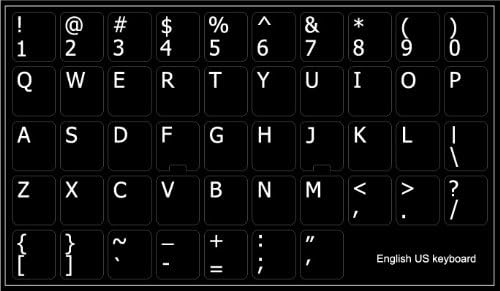 English US Non-Transparent Keyboard Sticker Black Background
