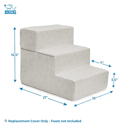 Image of Best Pet Supplies Dog Stairs & Steps - Foam Steps for Small Dogs & Cats, Non-Slip Indoor Balanced Pet Step Support, Dog Ramp, No Assembly, Sand, Foldable 3-Step (16.5-inch Height)