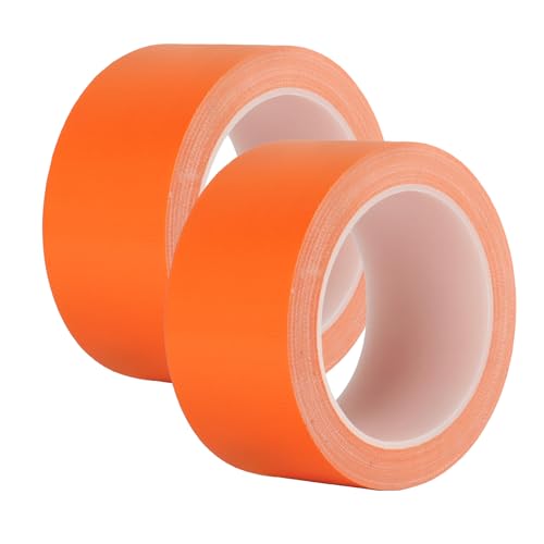 Kwtpsg Orange Duct Tape 2 Pack Heavy Duty Waterproof Cloth Tape Hand-Tearable Multi-Purpose Repair Tape for Home Camping DIY and Industrial Use No Residue 2 Inch x 20 Yards