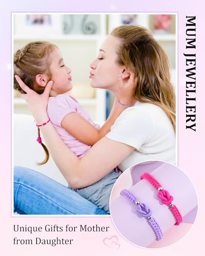 Image of YELUWA 2 Pcs Mother Daughter /Son Bracelets, Mothers Day Gifts, Back to School Gift, First Day of School Gifts, Lovely Charm Bracelets Set Mommy and Me Jewelry with Gift Box Wish Card