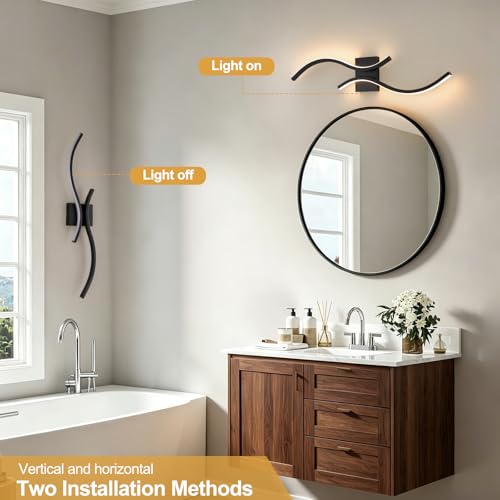 Image of CANEOE Modern LED Wall Sconce Set of Two, 3000K Warm White Led Wall Light Fixture, 31.5inch Black Modern Sconces Wall Lighting for Bedroom, Living Room, Hallway, Staircase, Bathroom