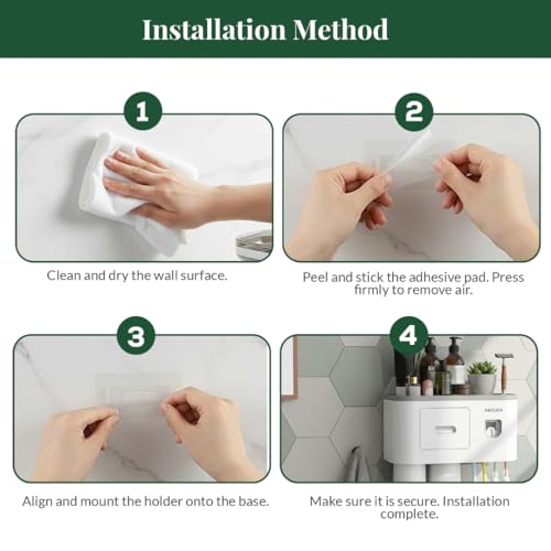 Image of Toothbrush Holder Wall Mounted, Automatic Toothpaste Dispenser Squeezer Kit -Magnetic Toothbrush Holder for Bathroom and Vanity, 4 Brush Slots 1 Cosmetic Drawer (Grey, 2 Cup)