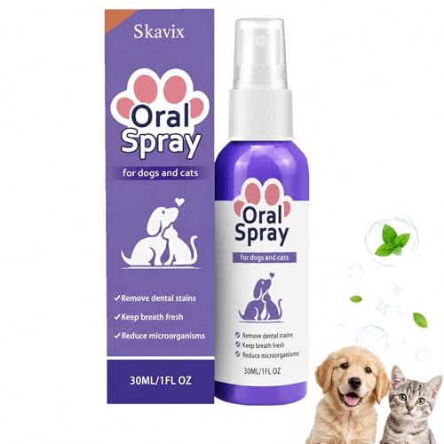 Skavix Pet Oral Spray Teeth Cleaning Spray for Dogs and Cats Freshens Breath and Removes Stains Simple Daily Use (1 pc)