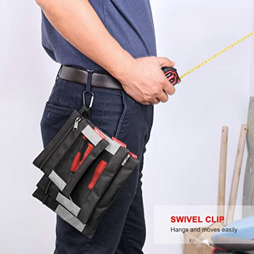 HAUTMEC 3 Pieces Small Tool Pouch, Multi Function Zippered Tool Poly Bag with Mesh Window, Heavy-Duty Clip Organizer HT0126-TB 5 HAUTMEC 3 Pieces Small Tool Pouch, Multi Function Zippered Tool Poly Bag with Mesh Window, Heavy-Duty Clip Organizer HT0126-TB - Image 5